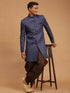 Vastramay Men's Navy Blue Sherwani Set